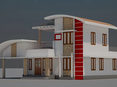 Modern single-family villa house exterior 3d model