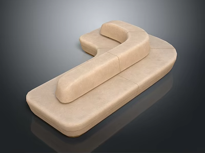 Elegant Beige Upholstered Curved Sofa With Modern Design And Smooth Surface 3d model