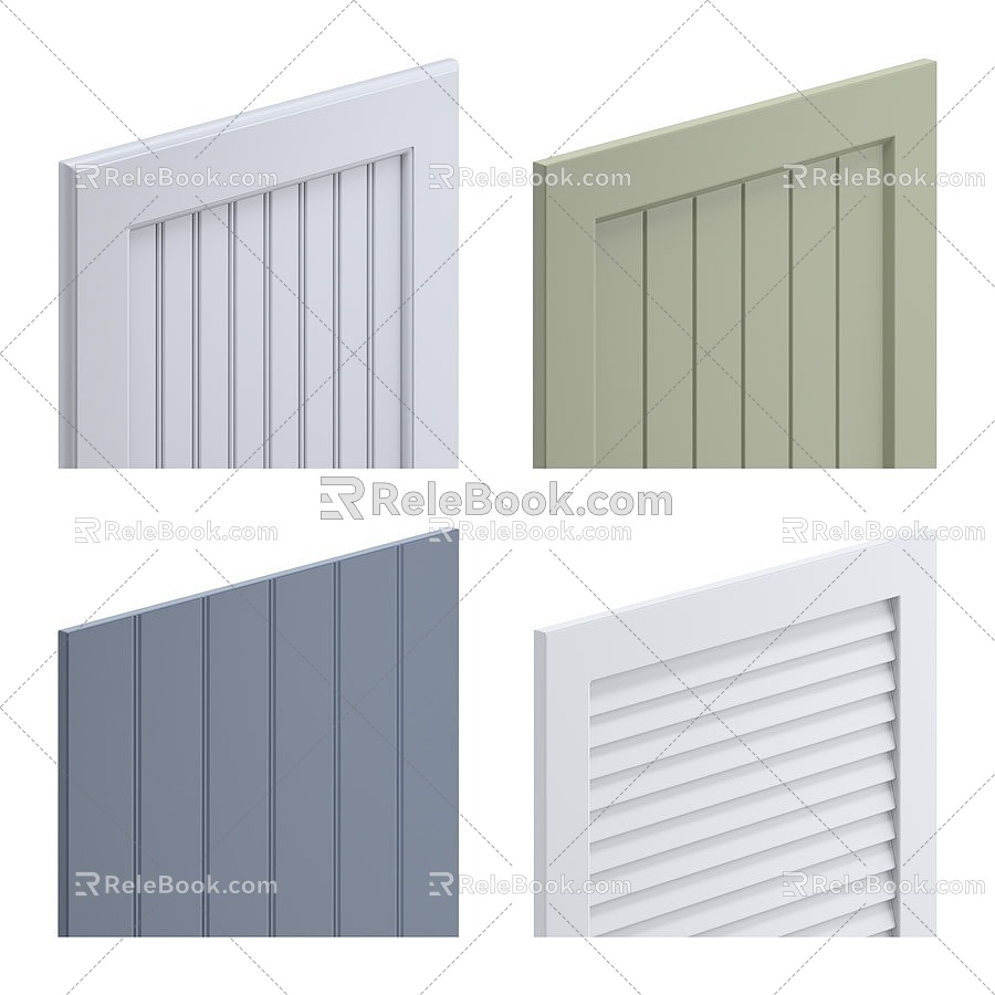 Modern louver door panel 3d model