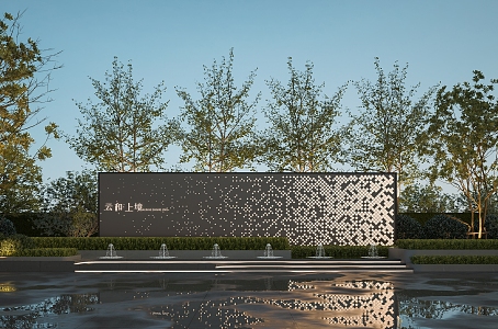 Modeling landscape wall Transparent landscape wall Gradient landscape wall Linear entrance landscape wall 3d model