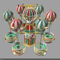 Colorful Rotating Amusement Ride With Hot Air Balloon Shaped Cabins In Red Green White