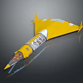 Yellow Streamlined Aircraft Model With Transparent Cockpit And Interior Details 3d model