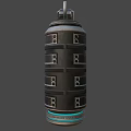Black Cylindrical Weapon Explosive Device With 3407 Number Ring Sections And Top Handle
