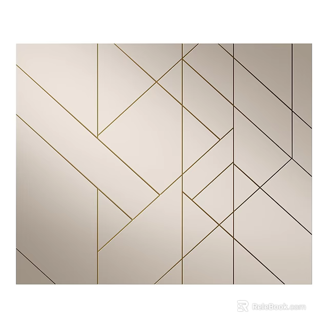 Modern Geometric Pattern Wall Decor With Abstract Lines And Neutral Background 3d model