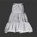 Elegant White Layered Skirt With Ruffled Hem And Lace Trim Details