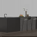 Modern Sleek Home Bar Counter Interior With Stylish High Bar Stools And Functional Storage Cabinets