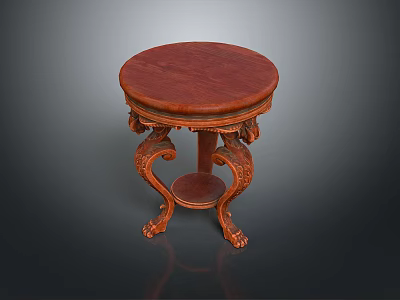 Classic Wooden Single Chair With Ornate Carved Legs And Comfortable Seat Design 3d model