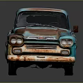 Vintage Chevrolet Pickup Model with Blue Body Rusty Details Decorative Household Display Ornament