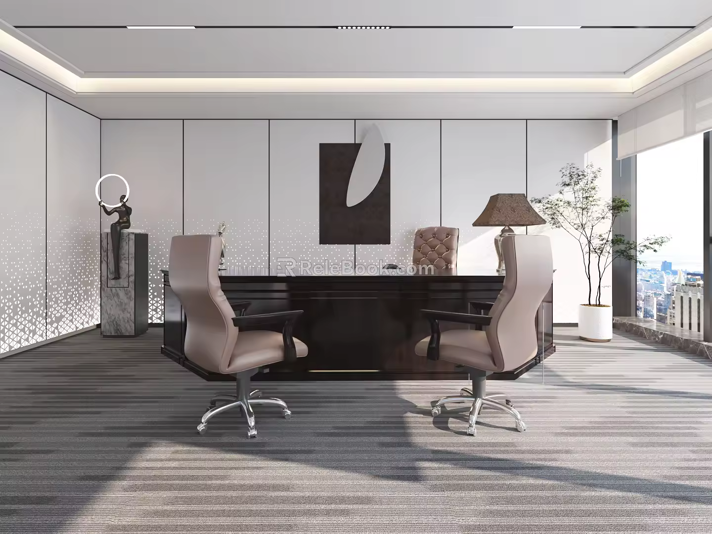 Modern Office Desk and Chair Manager Desk and Chair Boss Chair 3d model
