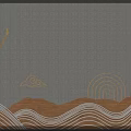 Blue Background Wall With Lattice Pattern Gold Clouds Flying Birds Rainbow And Wooden Wave Decorations