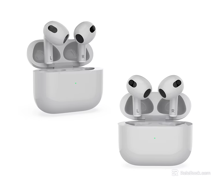 White Wireless Earbuds with Charging Case and Indicator Light for Audio 3d model 