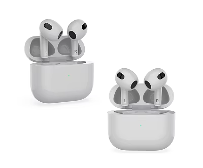 White Wireless Earbuds with Charging Case and Indicator Light for Audio 3d model