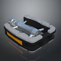 Silver Cylindrical Mechanical Component With Black Base White Edges And Yellow Stripe 3d model