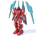 Red Mecha Robot Model With Blue Winged Armor And Detailed Weapon Design