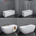 Modern Bathtub Interior Design With White Finish Faucet Towel And Shower