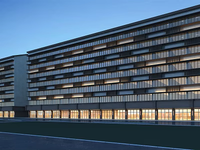Modern Commercial Street Architecture Multi Storey Building With Bright Windows And Storefronts 3d model