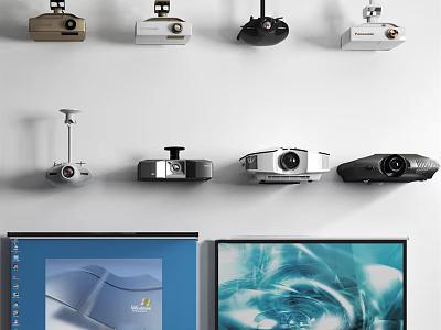 Projection Monitoring Devices Including Wall And Ceiling Mounted Models With Display Screens 3d model