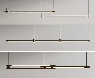 Long bar office chandelier 3d model