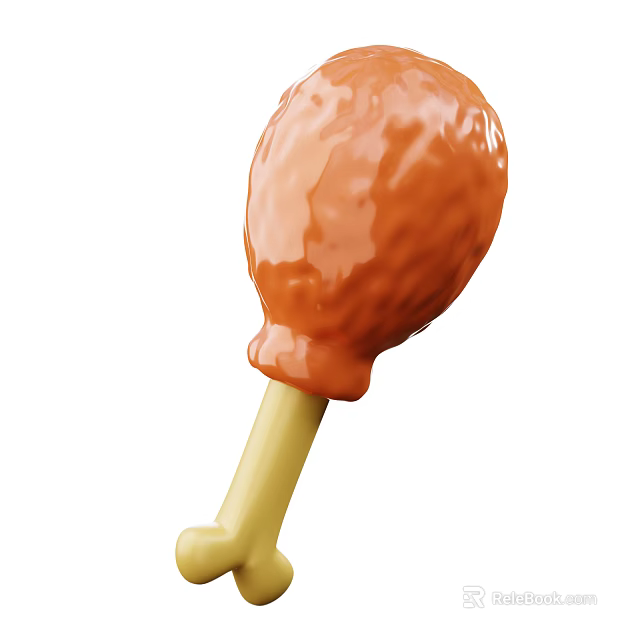 Delicious Orange Chicken Drumstick With Yellow Bone Stick And Juicy Appearance 3d model 