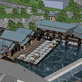 Waterfront Wooden Building Complex With Roofed Terraces And Scenic Surroundings