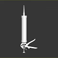 Silver Mechanical Weapon Design With Syringe Like Structure And Metal Handle 3d model
