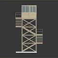 Scenic Watchtower Structure With Staircase Platform And Beige Metal Frame Design