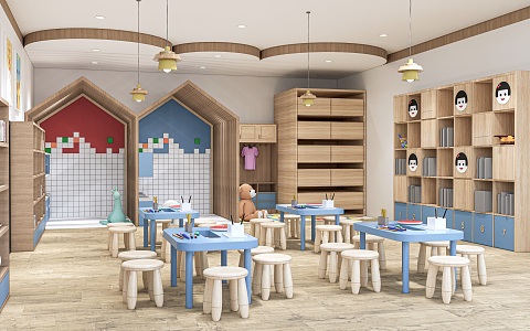 Modern Kindergarten Classroom Children's Activity Space Children's Activity Area Children's Activity Room 3d model