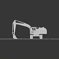 White Excavator 3D Model With Tracks And Bucket On Cracked Stone Ground