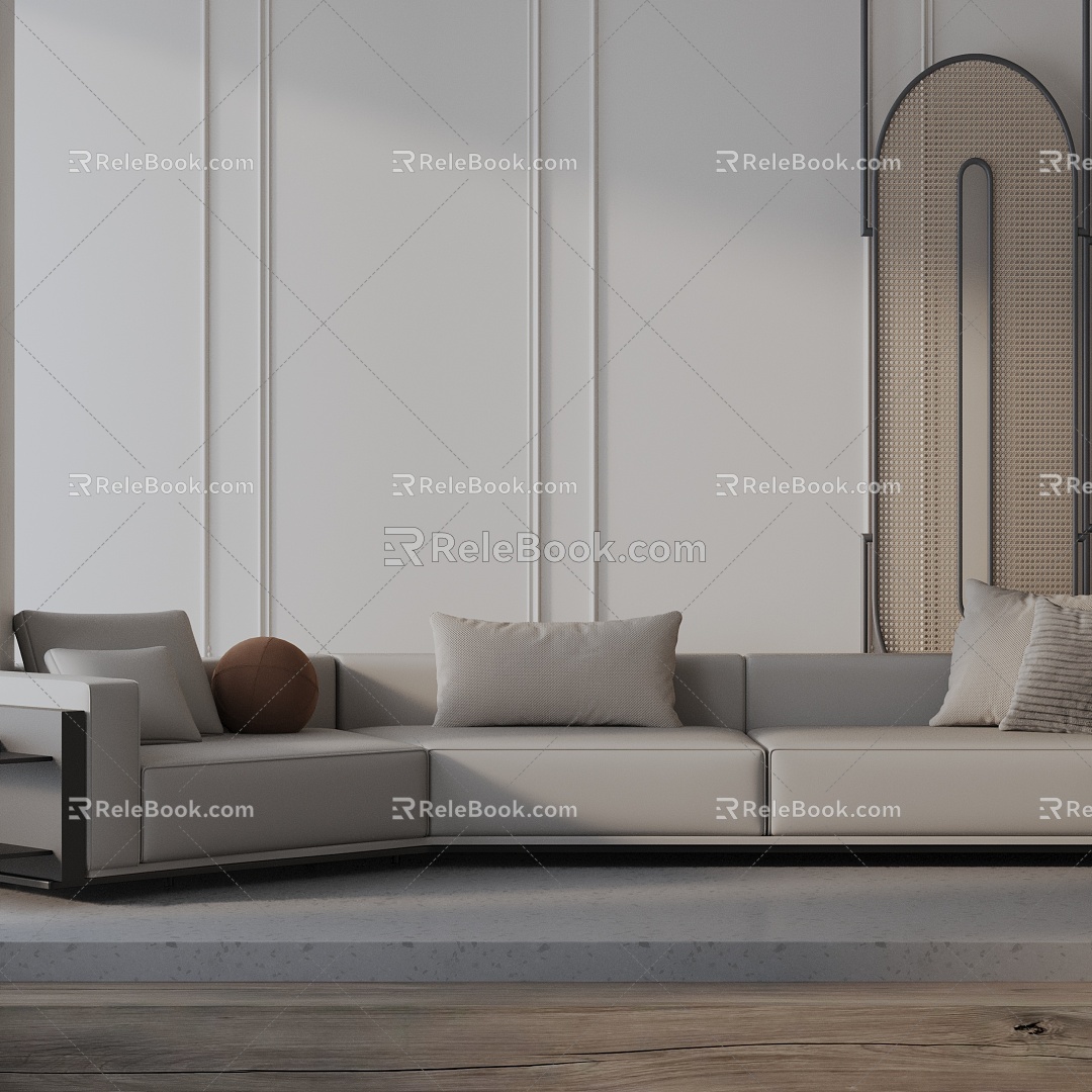 Modern three-seat sofa 3d model