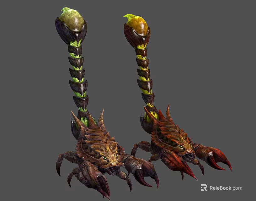 Vibrant 3D Scorpion Character Models With Detailed Bodies Sharp Claws And Colorful Tails 3d model 