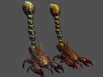Vibrant 3D Scorpion Character Models With Detailed Bodies Sharp Claws And Colorful Tails 3d model