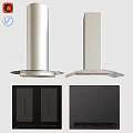 Modern Sleek Kitchen Cookware With Stainless Steel Hoods And Black Dark Gray Cabinets