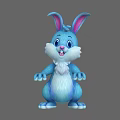 Cute Cartoon Rabbit With Blue Body White Belly And Pink Inner Ears Standing Pose