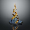 Golden Spiral Trophy With Elegant Design And Dark Base Featuring Blue Accent 3d model