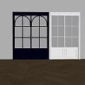 Modern Black and White Sliding Doors With Arched and Grid Glass Interior Design