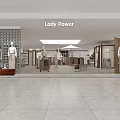 Lady Power Clothing Store Modern Interior With Mannequins Display Racks And Decorative Plants