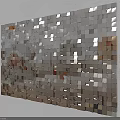 Geometric Square Metallic Wall Hanging With Reflective Surface For Modern Home Decor 3d model