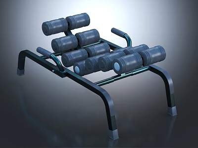 Metal Frame Dumbbell Rack With Multiple Weights For Home Gym Fitness 3d model