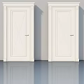 Two White Swing Doors With Panel Design And Handles For Modern Interior 3d model
