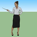 Business Woman in White Shirt Black Skirt Standing Holding Paper in Professional Posture