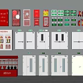 Comprehensive Fire Fighting Equipment Collection With Cabinets Extinguishers Emergency Lights And Exit Signs