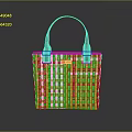 Fashionable Pink Handbag With Woven Texture And Black Handles For Everyday Use