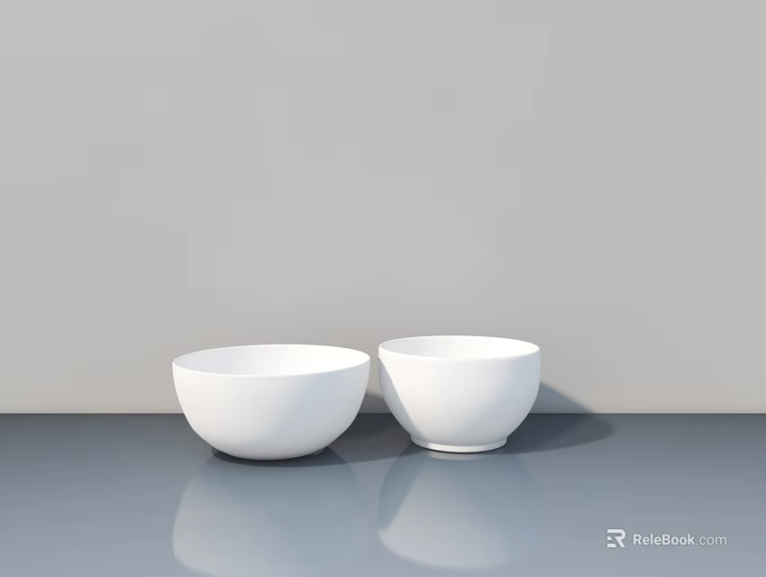 Two White Bathtubs On Gray Surface With Modern Minimalist Design 3d model
