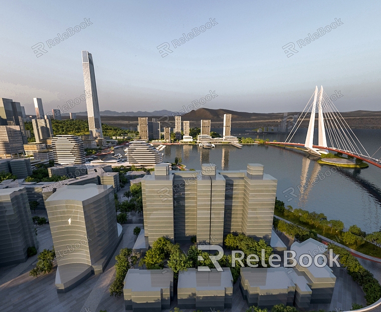 Boutique bird's-eye view of public buildings model