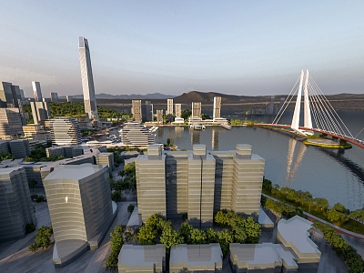 Boutique bird's-eye view of public buildings model