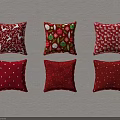Assorted Decorative Throw Pillows With Red Tones Various Patterns And Designs 3d model