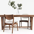New Chinese Rectangular Dining Table Dining Table Dining Chair Log Dining Table 3d model