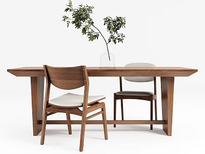 New Chinese Rectangular Dining Table Dining Table Dining Chair Log Dining Table 3d model
