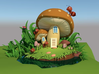 Modern cartoon mushroom 3d model Modern cartoon mushroom 3d model