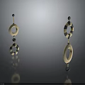 Stylish Gold And Black Circular Drop Earrings With Geometric Design